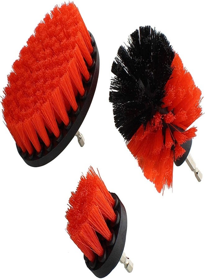 Atcan Drill Brush Attachment Set of 3 with Deep Cleansing Scratch-Resistant Nylon Bristles - Drill Brush Attachment Kit for Shower, Tiles, Grout & Floor - Easy to Attach, Fits All Drills (Hot Red) - Image 1